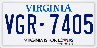 VA license plate VGR7405