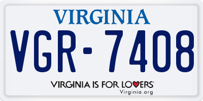 VA license plate VGR7408