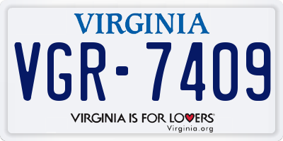 VA license plate VGR7409