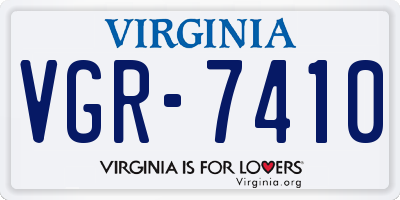 VA license plate VGR7410