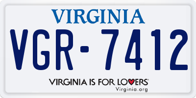 VA license plate VGR7412