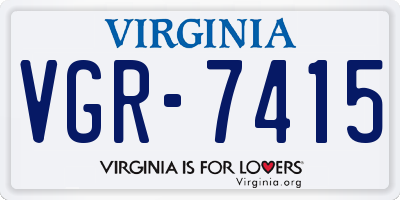 VA license plate VGR7415