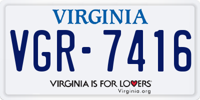 VA license plate VGR7416