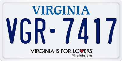 VA license plate VGR7417