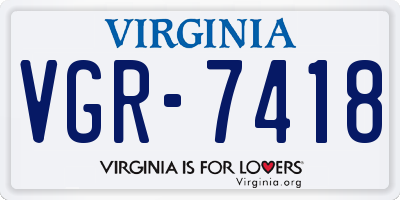 VA license plate VGR7418