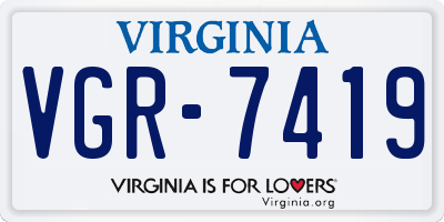 VA license plate VGR7419