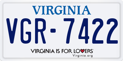 VA license plate VGR7422