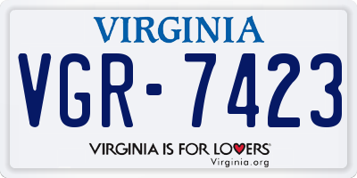 VA license plate VGR7423