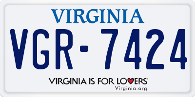 VA license plate VGR7424