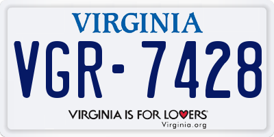 VA license plate VGR7428