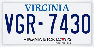 VA license plate VGR7430