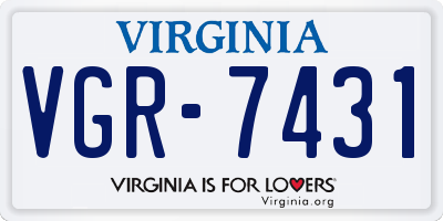 VA license plate VGR7431