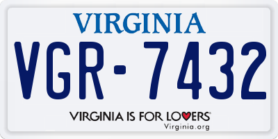 VA license plate VGR7432