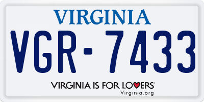 VA license plate VGR7433