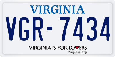 VA license plate VGR7434