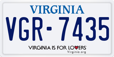 VA license plate VGR7435