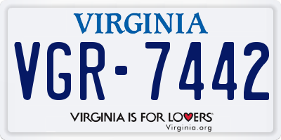 VA license plate VGR7442