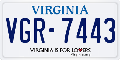 VA license plate VGR7443