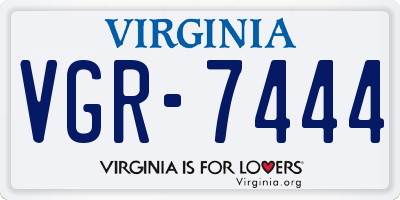 VA license plate VGR7444