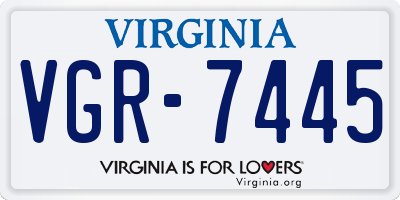 VA license plate VGR7445
