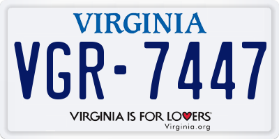 VA license plate VGR7447