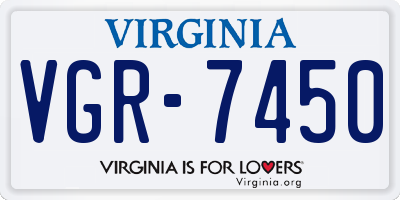 VA license plate VGR7450