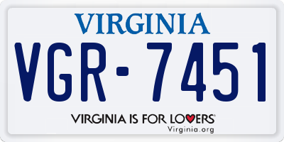 VA license plate VGR7451