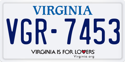 VA license plate VGR7453
