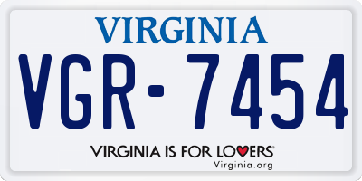 VA license plate VGR7454