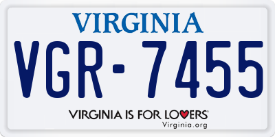 VA license plate VGR7455