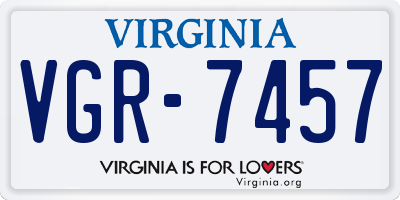 VA license plate VGR7457