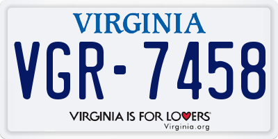 VA license plate VGR7458