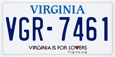 VA license plate VGR7461