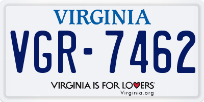 VA license plate VGR7462