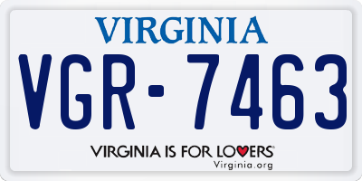 VA license plate VGR7463