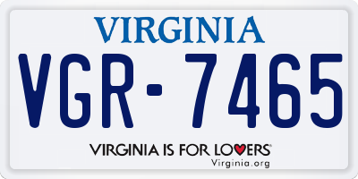 VA license plate VGR7465