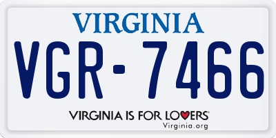 VA license plate VGR7466