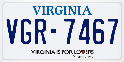VA license plate VGR7467
