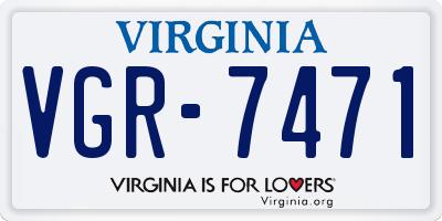 VA license plate VGR7471