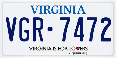 VA license plate VGR7472