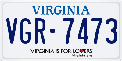 VA license plate VGR7473