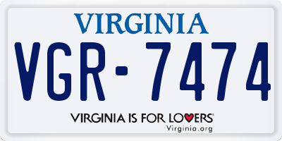 VA license plate VGR7474