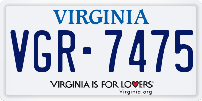VA license plate VGR7475
