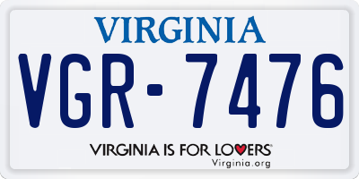 VA license plate VGR7476