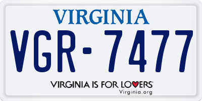 VA license plate VGR7477