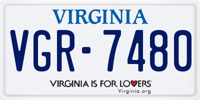 VA license plate VGR7480