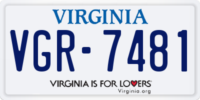 VA license plate VGR7481