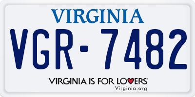 VA license plate VGR7482
