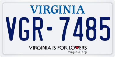 VA license plate VGR7485