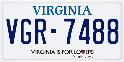 VA license plate VGR7488
